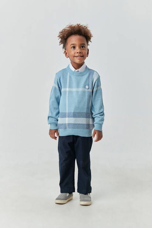 Blusa Básica Infantil de Tricô Jacquard para Menino