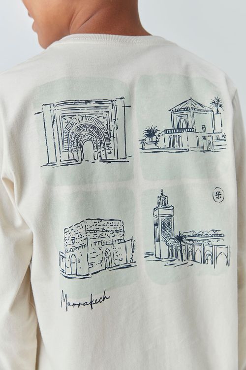 Camiseta Infantil para Menino de Malha 100% Algodão com Estampa Arquiterura Marrocos