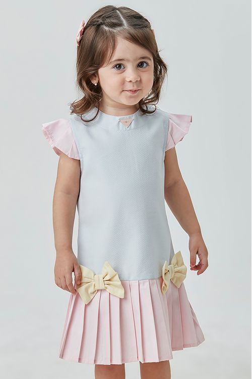 Vestido Infantil de Piquet Tricolor para Menina