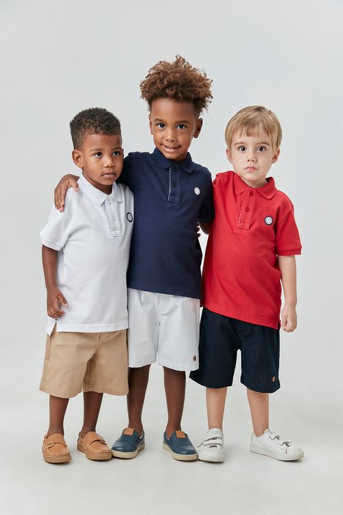 Polo Infantil para Menino Básica de Piquet Fio Tinto