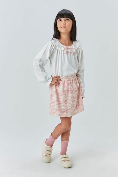 Conjunto Blusa Manga Longa e Saia Tweed