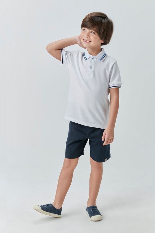 Conjunto para Menino com Polo em Piquet e Bermuda de Sarja com Elastano