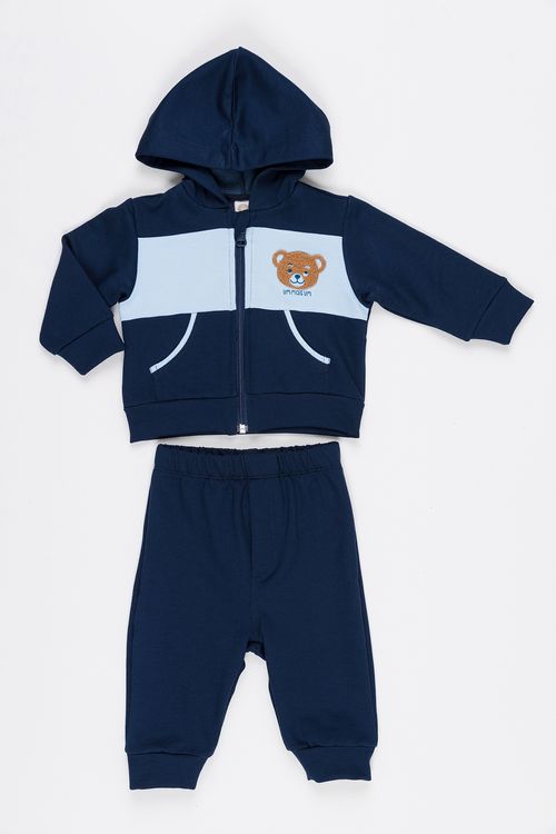 Conjunto Bebê Abrigo de Moletinho Felpado com Aplique Ursinho