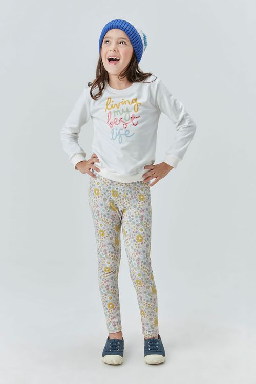 Conjunto Blusa de Moletinho com Legging Estampado