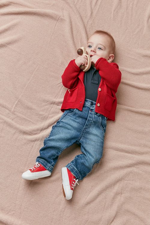 Calça Básica para Bebê de Jeans com Elastano