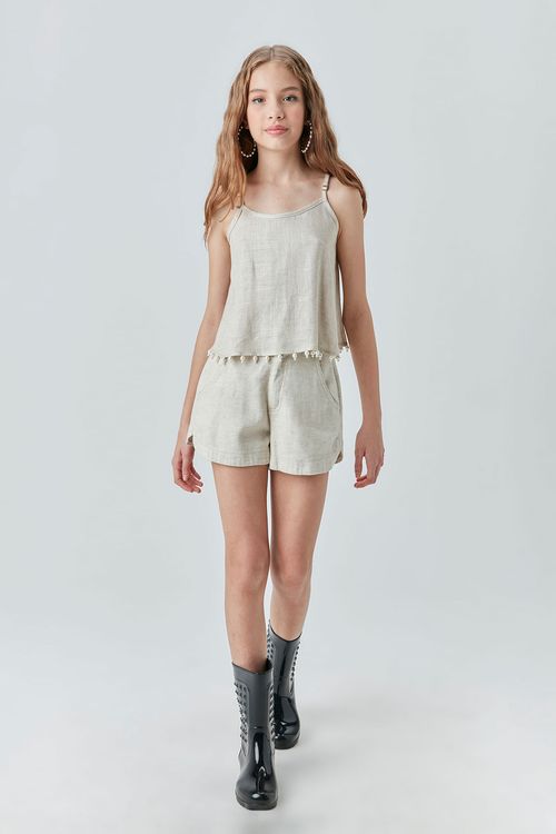 Short Teen em Algodão com Linho