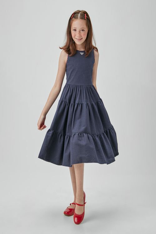 VESTIDO MIDI EM TRICOLINE ANARRUGA C/ CORAÇÃO VAZADO COSTAS