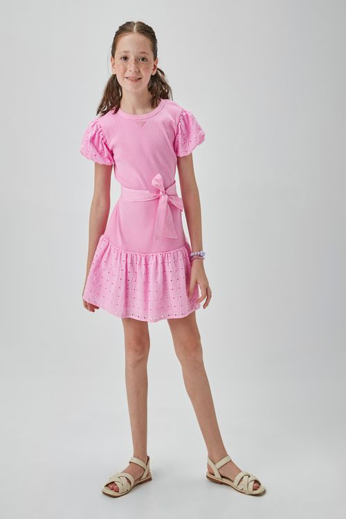 VESTIDO EM MALHA CANELADA C/ LAISE TINTURADA