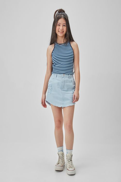 BLUSA EM MALHA CANELADA LISTRADA