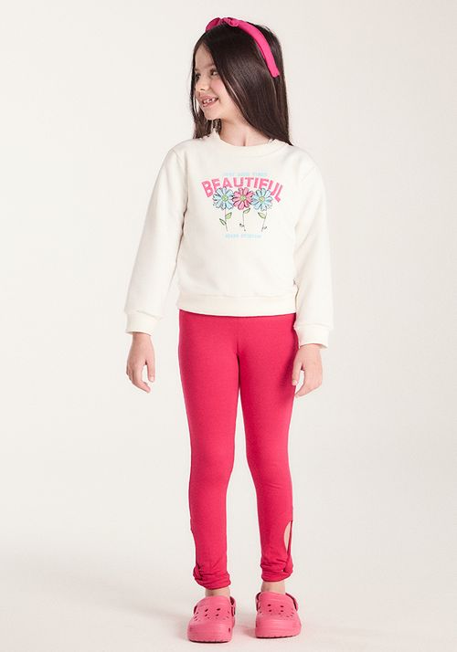 CONJUNTO BLUSA MANGA LONGA EM MOLETOM COM SILK FRENTE TOQUE ZERO E CALÇA LEGGING EM MOLETINHO