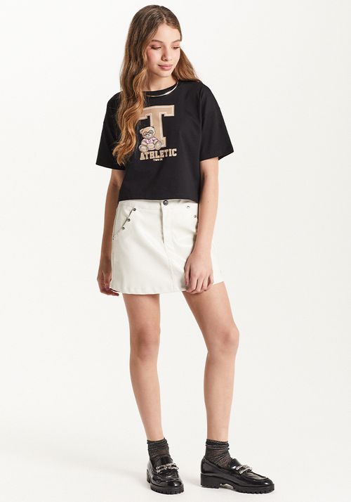 SAIA SHORT EM COURO C/ TACHAS