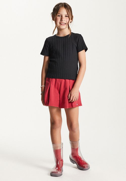 SHORT EM MOLETOM C/ PREGAS