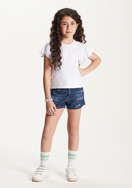 CAMISETA EM MALHA C/ BABADOS